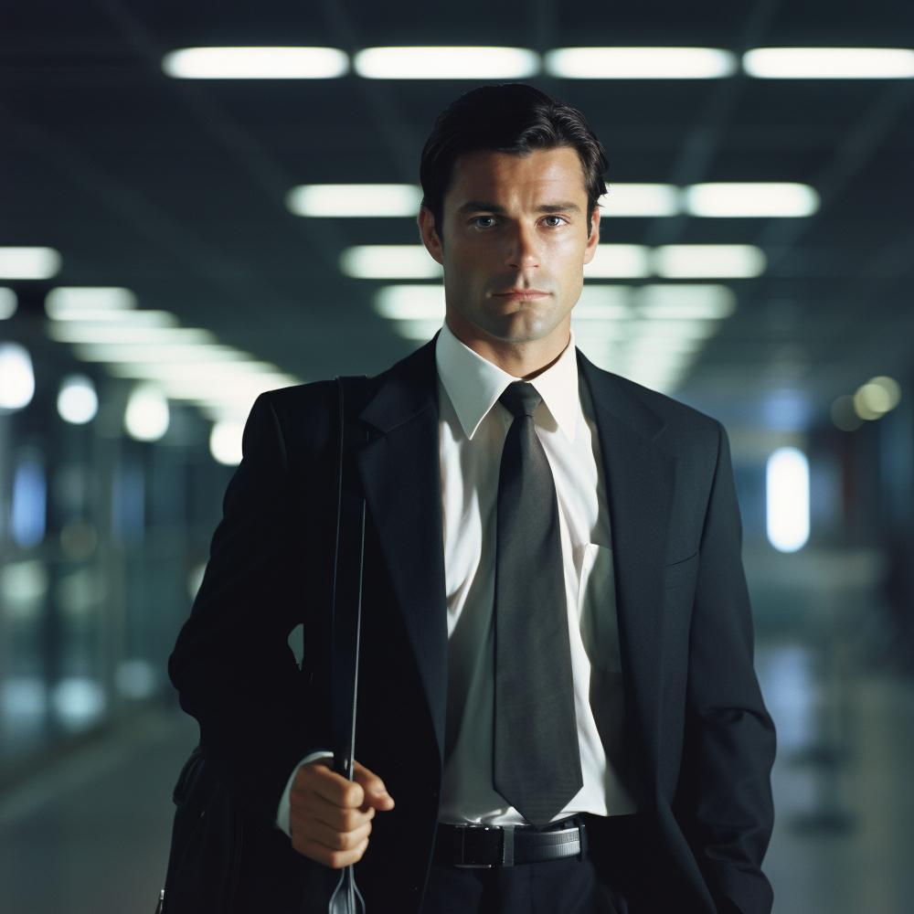 Security professional in business suit